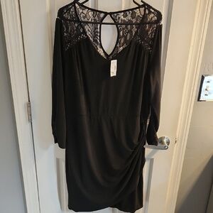 Maurices Elegant Black Lace Long Sleeve Dress